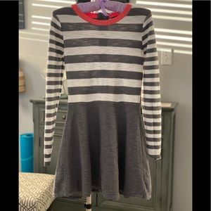 Express gray white skater dress